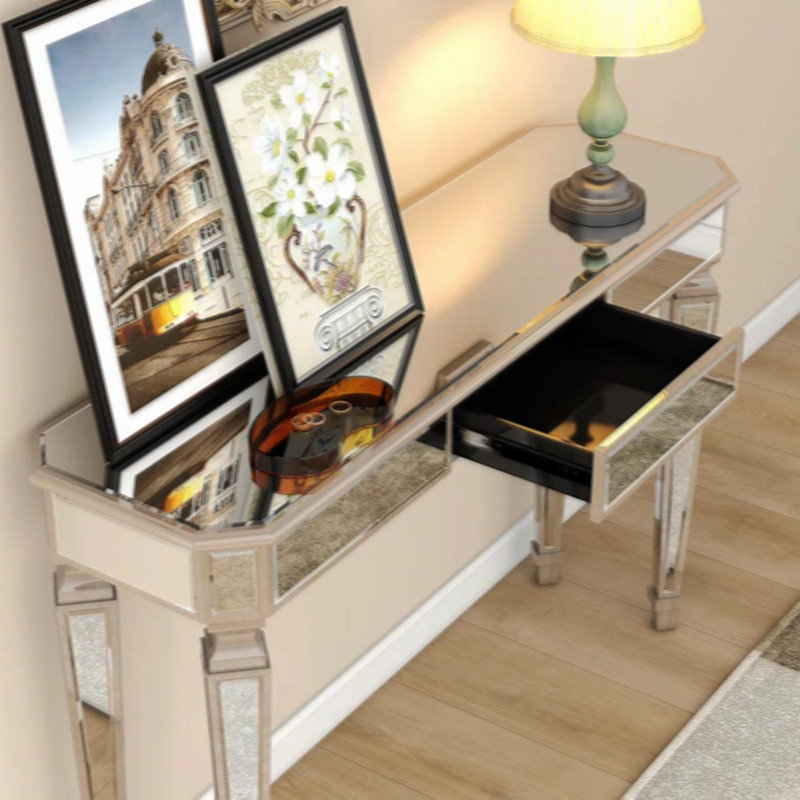 Mirrored Console Table Storage Cabinet 3 Drawers Sofa Table Entryway